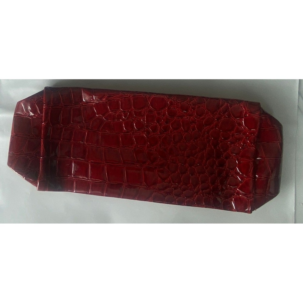 Chic Red Crocodile Embossed Clutch Evening Bag